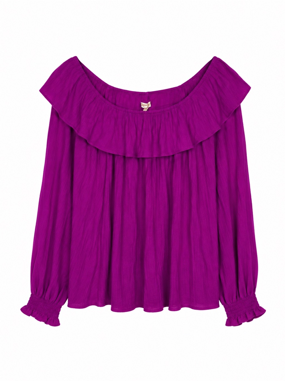 Knox Rose Purple Ruffle Peasant Blouse Size M Long Sleeve Boho Top NWT